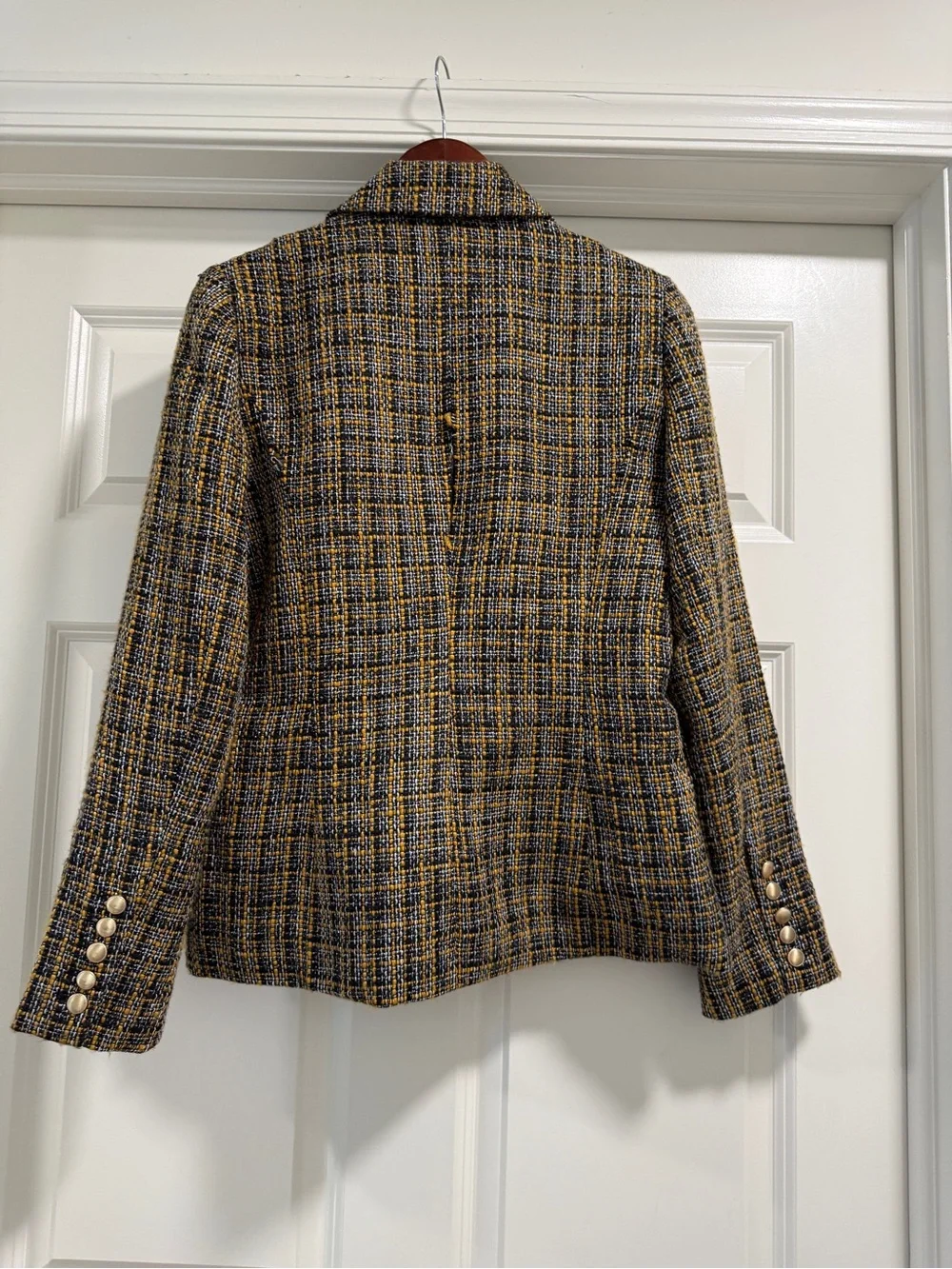 Elie Tahari Black, White & Mustard Tweed Jacket - Picture 7 of 11
